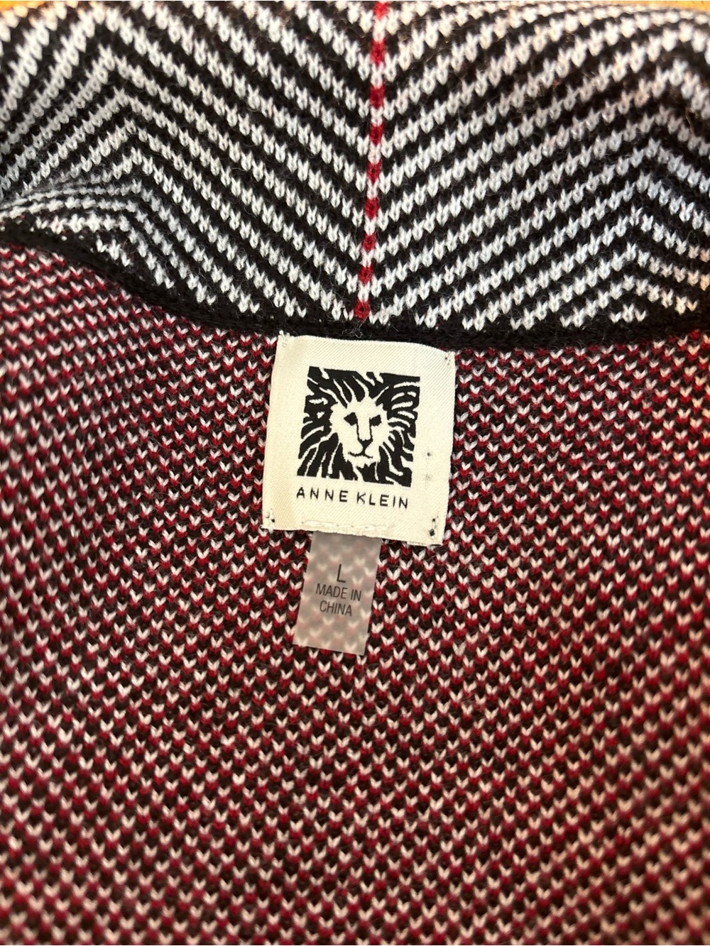 Anne Klein Herringbone Double-Breasted Knit Coat - Picture 8 of 12